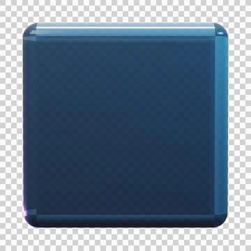 3D Blue Glass Rounded Square Tile UI Element Stock Illustration