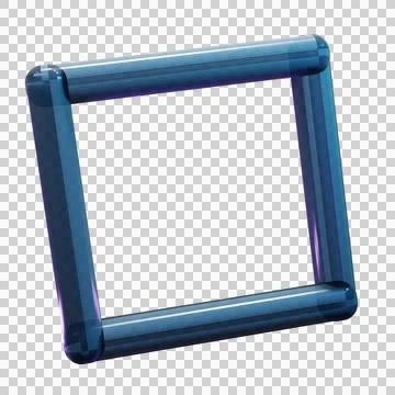 3D Blue Glass Square Frame UI Element Stock Photos