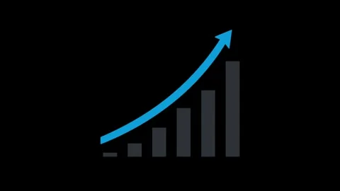 3D blue growth arrow rising sharply on dark background Stock Footage 342408241