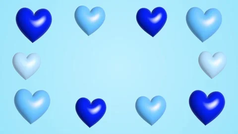 3D blue hearts background with copyspace. Stock Footage 311236776