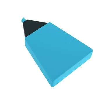 3d blue highlighter marker icon for school office. Stationery important message 스톡 일러스트