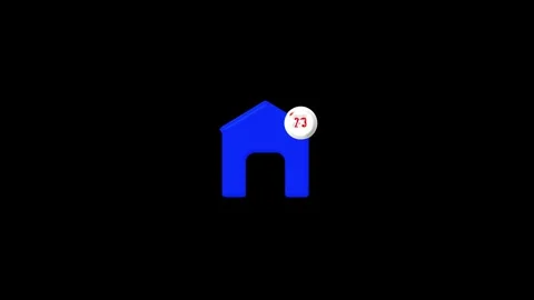 3D Blue House Icon with Notification Badge of 24 on Black Background home Stock Footage 330347827