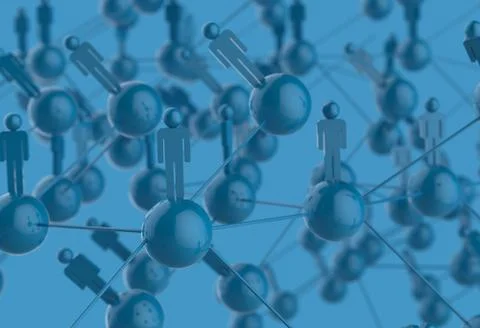 3d blue human social network Иллюстрация
