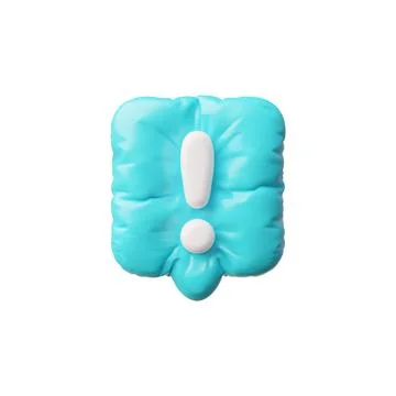 3D blue inflatable dialog chat with white exclamation mark. Stock Illustration