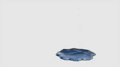 3D blue metallic Slime Ball Falling and Squishing on Transparent Background Stock Footage 345226984