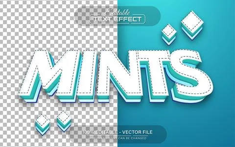 3D Blue Mint Text Effect Editable Stock Illustration