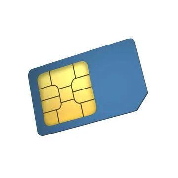 3D blue mobile phone sim card chip イラスト素材