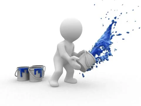 3d blue painter Stock Illustration