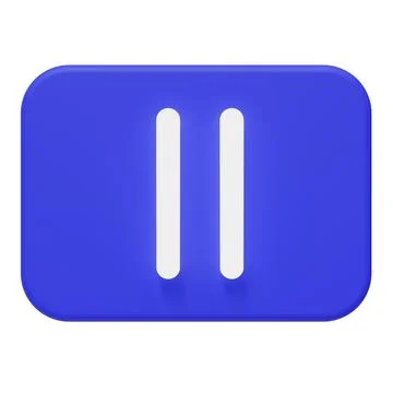 3D Blue Pause Button Icon. Isolated on white background. 3D rendering. Stock Illustration