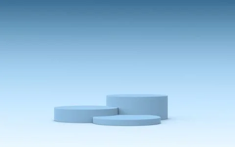 3D blue pedestal on a gradient background for product display . 3D illustration. Illustrazione stock