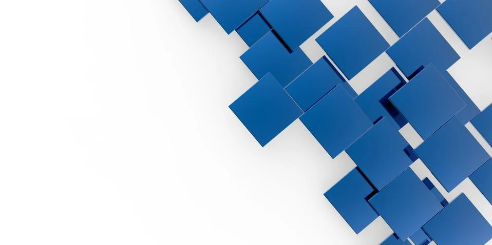 3D blue plane Cubes groupd stairs puzzle isolated on white background Illustrazione stock