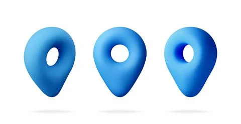 3D Blue plastic location pin icons set イラスト素材