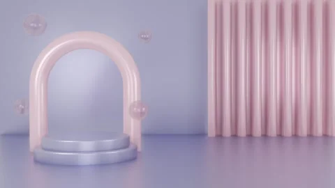 3d blue platforms on pink background empty space to showcase Stock Footage 288795732