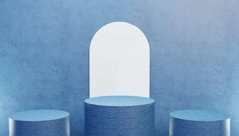 3d blue Podium or Platform in abstract cream room composition for product Stock Illustration
