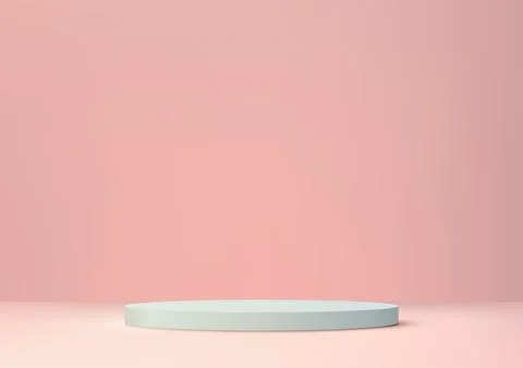 3D Blue Podium on Pink Background for Product Display Stock Illustration