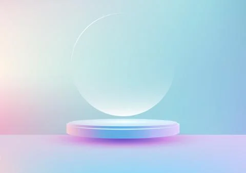 3D Blue Podium with Soft Gradient Background, Minimalist Product Display Mo.. Illustrazione stock