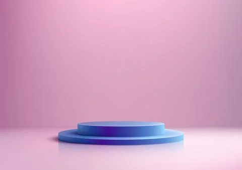 3D Blue Podium on Solid Pink Background, Minimal Style Product Display Mock.. Stock Illustration