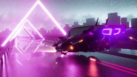 3D Blue Purple Synthwave Galaxy Retro Landscape Vj Loop Motion Background Video 库存影片 313944032