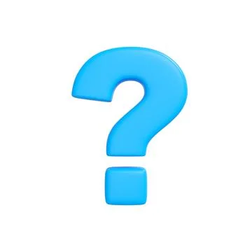 3D Blue Question Mark Symbol on White Background Stock Illustration