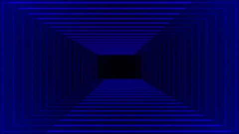 3d blue rectangular box tunnel neon light gradient, futuristic gaming background Stock Footage 272648230