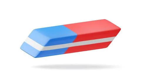 3D blue red rubber eraser isolated on white Stock Illustration