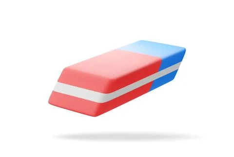 3D blue red rubber eraser isolated on white Illustrazione stock