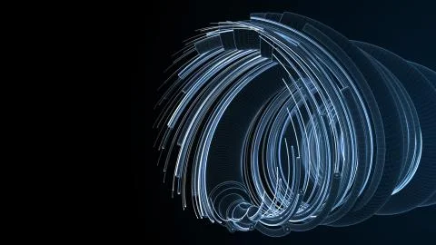 3d blue render technology background. Concept of fiber optic internet cable w Stock Illustration