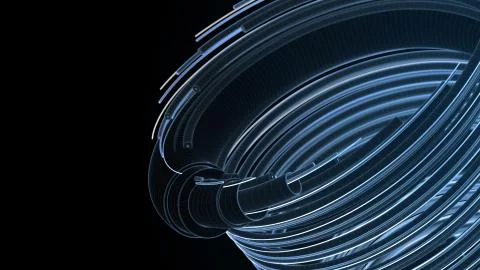 3d blue render technology background. Concept of fiber optic internet cable w Stock Illustration