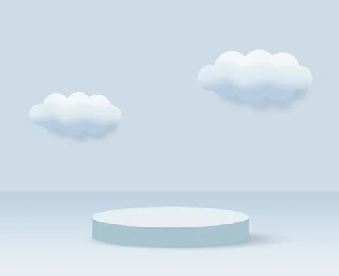 3d blue rendering with podium and minimal cloud scene, minimal product displa イラスト素材
