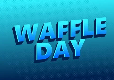3d blue retro typography reading waffle day on teal dotted gradient backgro.. Illustrazione stock