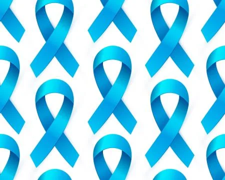 3d Blue ribbon seamless pattern to Prostate Cancer Awareness. Bright medical Stock Illustration