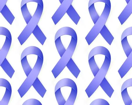 3d Blue ribbon seamless pattern to Colon Cancer and Colo-rectal Cancer Awareness Stock Illustration