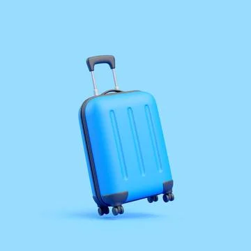 3D Blue Rolling Suitcase Stock Illustration