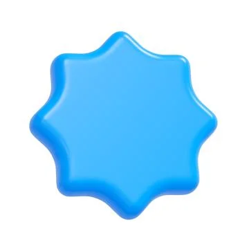 3D blue rounded star shape icon isolated on white background Stock Illustration