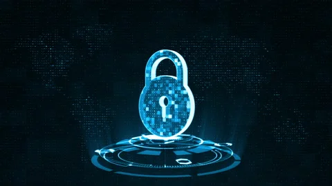 3D Blue security key with circle technology abstract background security concept Stock Footage 152141380