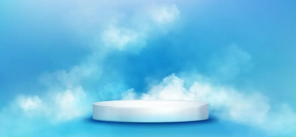 3d blue sky with cloud display podium background Stock Illustration