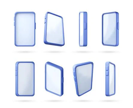 3D Blue smartphone case mockup in 3D set Illustrazione stock