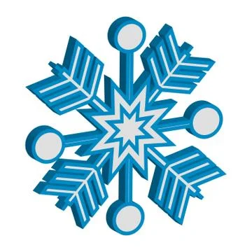 3D blue snowflake on white background. Vector illustration. Stock Illustration