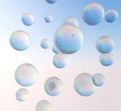 3D blue soap bubbles. 3D rendering. Illustrazione stock
