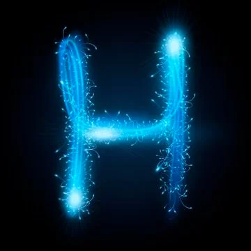 3d blue sparkler firework letter H Illustrazione stock