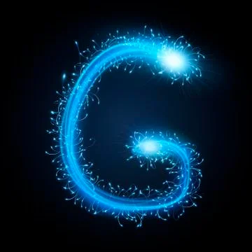 3d blue sparkler firework letter G Illustrazione stock