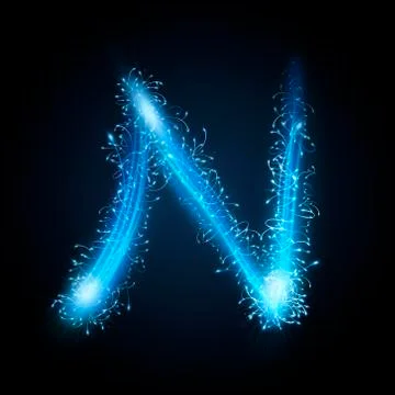 3d blue sparkler firework letter N Illustrazione stock