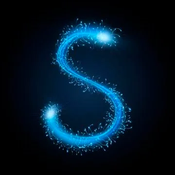 3d blue sparkler firework letter S Illustrazione stock
