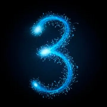 3d blue sparkler firework number 3 Illustrazione stock
