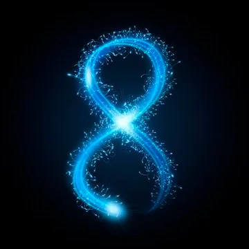3d blue sparkler firework number 8 Illustrazione stock