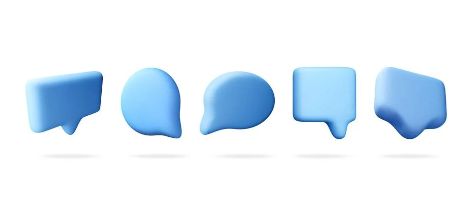 3d blue speech bubble set 스톡 일러스트