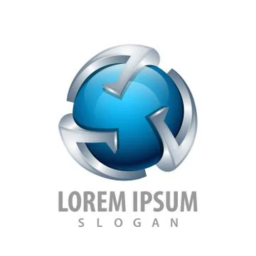 3D blue sphere logo concept design. Symbol graphic template element vector Stock Illustration
