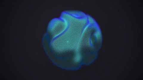 3D blue sphere made of flowing digital particles on black background Stock Footage 258893853