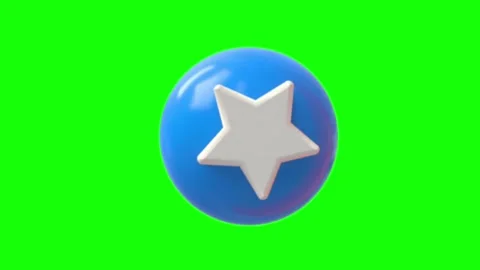3d blue sphere with white star emoji animation on green screen loop Stock Footage 314260091