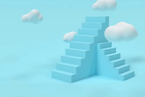3d blue stairs with clouds. Stock Illustration